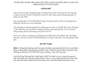 Nghị quyết 83/NQ-CP 2021 phương án hỗ trợ giảm tiền điện giảm giá điện cho khách hàng