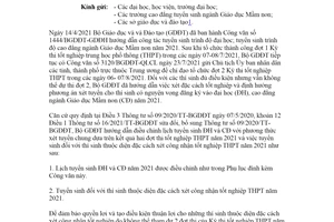 Công văn 3190/BGDĐT-GDĐH 2021 công tác tuyển sinh trong tình hình dịch COVID19