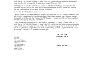 Công văn 2551/UBND-VX 2021 không tổ chức kỳ thi tốt nghiệp trung học phổ thông Hồ Chí Minh