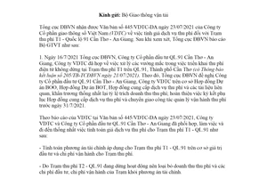 Công văn 5359/TCĐBVN-KHĐT 2021 mức giá dịch vụ thu phí đối với trạm thu phí T1 Cần Thơ