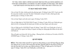 Quyết định 441/QĐ-UBND 2021 hỗ trợ lao động không có hợp đồng gặp khó khăn do COVID19 Gia Lai