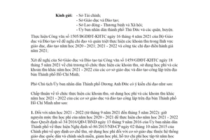 Công văn 2558/UBND-VX 2021 cơ chế thu học phí của cơ sở giáo dục công lâp Hồ Chí Minh