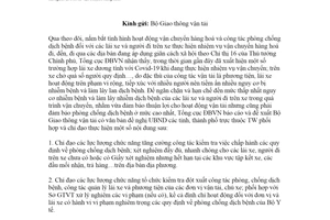 Công văn 5419/TCĐBVN-TCHC 2021 tăng cường công tác kiểm soát dịch Covid 19 với các lái xe