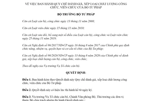 Quyết định 1206/QĐ-BTP 2021 Quy chế đánh giá xếp loại chất lượng công chức viên chức