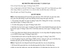 Quyết định 2551/QĐ-BGDĐT 2021 khung kế hoạch thời gian giáo dục mầm non năm học 2021 2022