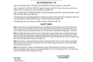 Quyết định 3730/QĐ-BYT 2021 sửa đổi mẫu hồ sơ bệnh án phục hồi chức năng