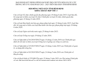 Nghị quyết 11/2021/NQ-HĐND chính sách hỗ trợ chuyển đổi cơ cấu cây trồng tỉnh Bình Định