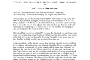 Công điện 1068/CĐ-TTg 2021 tăng cường thực hiện biện pháp phòng chống dịch COVID19