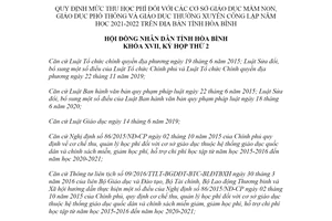 Nghị quyết 31/2021/NQ-HĐND mức thu học phí cơ sở giáo dục mầm non tỉnh Hòa Bình