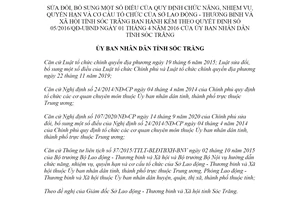 Quyết định 24/2021/QĐ-UBND sửa đổi Quy định cơ cấu tổ chức của Sở Lao động tỉnh Sóc Trăng