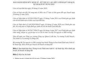 Thông tư 11/2021/TT-BTNMT Định mức kinh tế kỹ thuật lập quy hoạch kế hoạch sử dụng đất