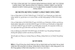 Quyết định 3461/QĐ-BNN-PCTT 2021 công bố thủ tục hành chính lĩnh vực phòng chống thiên tai