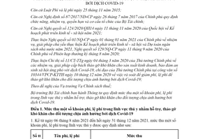 Thông tư 68/2021/TT-BTC mức thu phí lĩnh vực thú y hỗ trợ đối tượng ảnh hưởng bởi Covid19