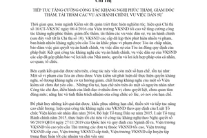 Chỉ thị 07/CT-VKSTC  2021 tăng cường kháng nghị phúc thẩm giám đốc thẩm vụ án hành chính