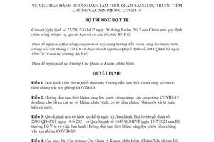 Quyết định 3802/QĐ-BYT 2021 Hướng dẫn tạm thời khám sàng lọc trước tiêm vắc xin COVID19