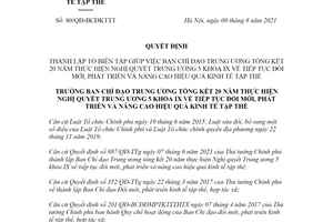 Quyết định 80/QĐ-BCĐKTTT 2021 thành lập Tổ Biên tập giúp cho Ban Chỉ đạo Trung ương 5 khóa IX