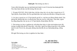 Công văn 2595/LĐTBXH-VP 2021 thực hiện phòng chống dịch Covid 19 tại trụ sở cơ quan đơn vị