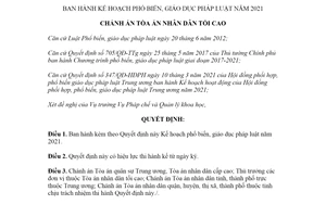 Quyết định 264/QĐ-TANDTC 2021 Kế hoạch phổ biến giáo dục pháp luật
