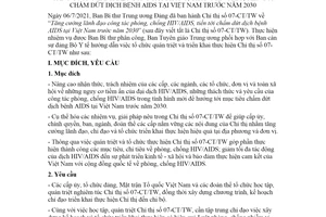 Hướng dẫn 20-HD/BTGTW 2021 thực hiện Chỉ thị 07-CT/TW phòng chống HIV AIDS