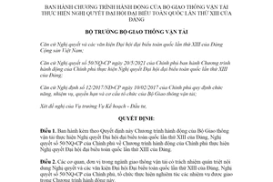 Quyết định 1454/QĐ-BGTVT 2021 thực hiện Nghị quyết Đại hội đại biểu toàn quốc lần XIII của Đảng