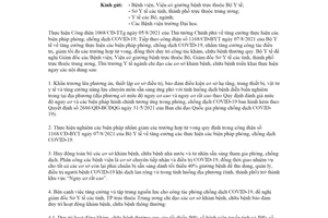 Công văn 6589/BYT-KCB 2021 thực hiện Công điện 1068/CĐ-TTg về phòng chống COVID 19