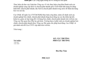 Công văn 1063/GSQL-GQ3 2021 Danh sách doanh nghiệp cung cấp chuyển phát nhanh quốc tế