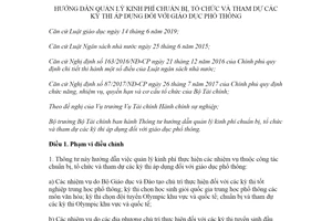 Thông tư 69/2021/TT-BTC kinh phí chuẩn bị tổ chức tham dự kỳ thi giáo dục phổ thông