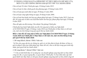 Nghị định 107/2021/NĐ-CP sửa đổi Nghị định 61/2018/NĐ-CP thực hiện cơ chế một cửa