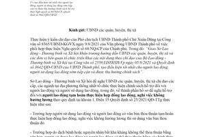 Công văn 4626/SLĐTBXH-LĐTLBHXH 2021 hỗ trợ lao động theo Quyết định 3642/QĐ-UBND Hà Nội