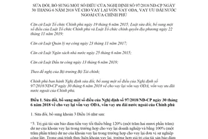 Nghị định 79/2021/NĐ-CP sửa đổi Nghị định 97/2018/NĐ-CP về cho vay lại vốn vay ODA