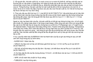 Công văn 2982/ĐKVN-VAQ 2021 tiêu chí xác định lốp hơi dùng cho xe ô tô