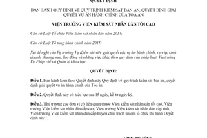 Quyết định 255/QĐ-VKSTC 2021 quy trình kiểm sát bản án giải quyết vụ án hành chính của Tòa án