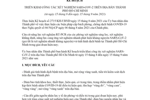 Kế hoạch 2716/KH-UBND 2021 triển khai công tác xét nghiệm SARS CoV 2Thành phố Hồ Chí Minh