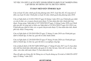 Quyết định 1505/QĐ-UBND 2021 tổ chức lại tổ chức hành chính thuộc Sở Thông tin tỉnh Bắc Kạn