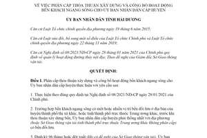 Quyết định 18/2021/QĐ-UBND phân cấp thỏa thuận xây dựng bến khách ngang sông tỉnh Hải Dương