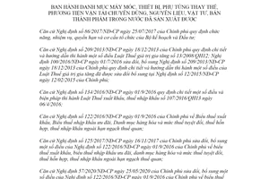 Thông tư 05/2021/TT-BKHĐT máy móc phụ tùng thay thế phương tiện vận tải chuyên dùng