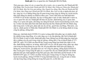 Công văn 1185-CV/BTGTW 2021 điểm cần tập trung thông tin trong phòng chống COVID19