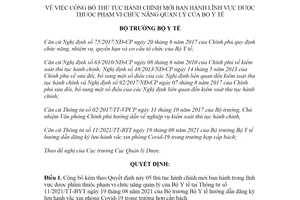 Quyết định 4034/QĐ-BYT 2021 công bố thủ tục hành chính mới lĩnh vực Dược