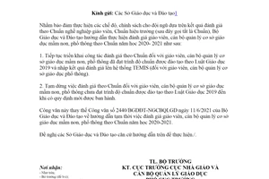 Công văn 3556/BGDĐT-NGCBQLGD 2021 hướng dẫn đánh giá giáo viên cơ sở giáo dục mầm non