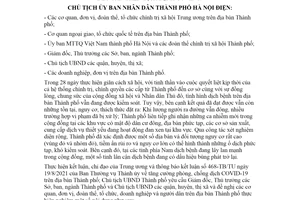 Công điện 19/CĐ-UBND 2021 tăng cường biện pháp thực hiện nghiêm giãn cách xã hội Hà Nội