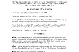Quyết định 1992/QĐ-BCT 2021 Chương trình phát triển một số ngành công nghiệp công nghệ cao