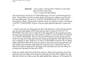 Công văn 1831/TCGDNN-NG 2021 chuẩn hóa về chuyên môn đối với nhà giáo giáo dục nghề nghiệp