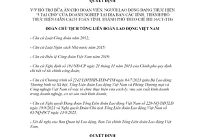 Quyết định 3089/QĐ-TLĐ 2021 hỗ trợ bữa ăn cho người lao động thực hiện 3 tại chỗ của doanh nghiệp