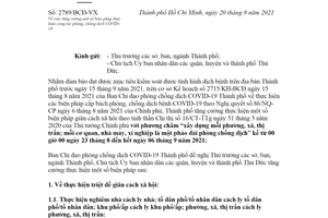 Official Dispatch 2789/BCD-VX 2021 strengthening of some measures for Covid19 prevention