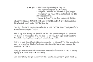 Công văn 6002/SYT-NVY 2021 Hướng dẫn gói chăm sóc sức khỏe tại nhà cho người F0 phiên bản 1.4 Hồ Chí Minh