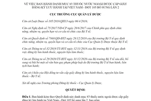 Quyết định 490/QĐ-QLD 2021 thuốc nước ngoài được cấp giấy đăng ký lưu hành tại Việt Nam Đợt 105