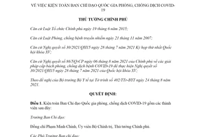 Quyết định 1438/QĐ-TTg 2021 kiện toàn Ban Chỉ đạo Quốc gia phòng chống dịch COVID19