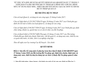 Quyết định 1332/QĐ-BTP 2021 sửa đổi Quyết định 681/QĐ-BTP