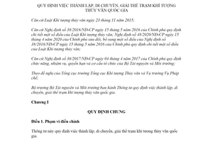 Thông tư 13/2021/TT-BTNMT thành lập di chuyển giải thể trạm khí tượng thủy văn quốc gia