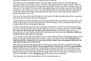 Công văn 7033/BYT-TB-CT 2021 tăng cường sản xuất Oxy y tế phục vụ phòng chống COVID19